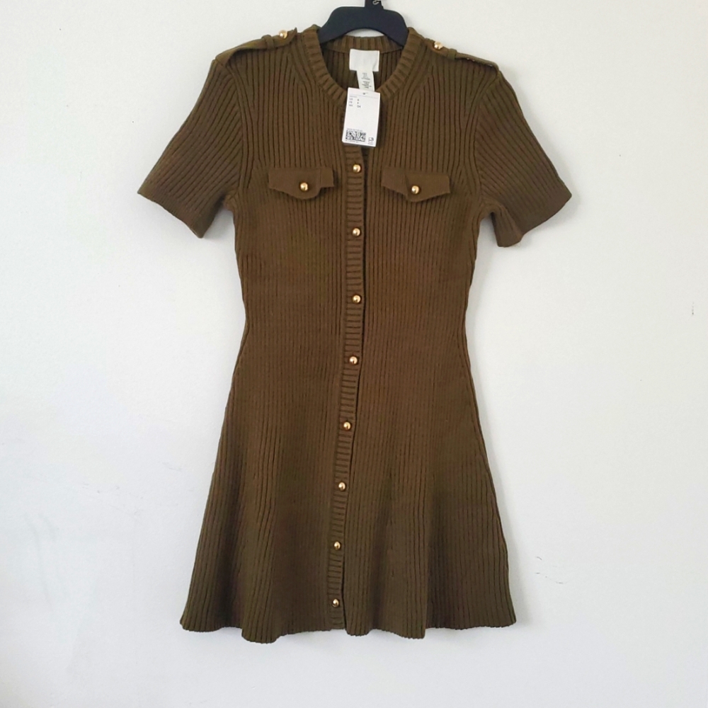 NWT Olive Green Ribbed Dress Sz S